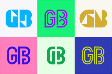 Set of letter GB logos. Abstract logos collection with letters. Geometrical abstract logos
