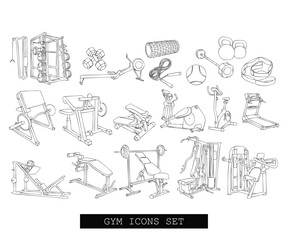 gym equipment line art