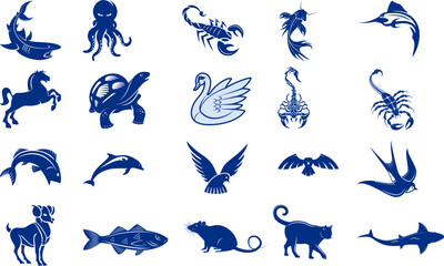 Set of wild animals pictograms