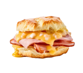 Ham and Cheese Biscuit Isolated on a Transparent Background