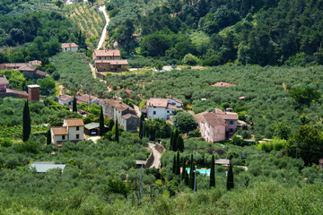 Mountain landscape from the road of Monte Serra, Tuscany - obrazy, fototapety, plakaty