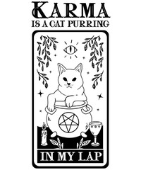 Karma is a Cat Purring in My Lap Witchcraft Tarot Card Cat