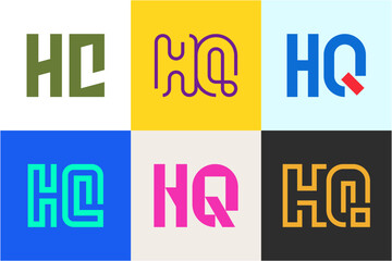 Fototapeta premium Set of letter HQ logos. Abstract logos collection with letters. Geometrical abstract logos