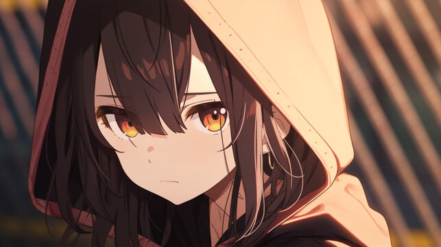 anime shy crybaby beautiful girl screenshot, gradient color background