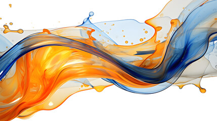 Blue and orange water liquids abstract background