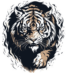 Roaring Elegance: Striking Tiger Head Vector Illustration