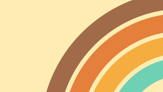 Groovy line rainbow abstract retro style background