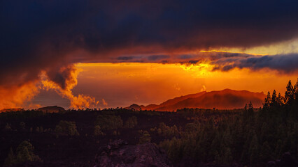 sunset in the mountains above the sea