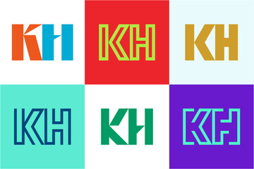 Obraz premium Set of letter KH logos. Abstract logos collection with letters. Geometrical abstract logos