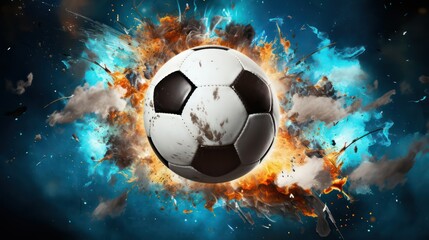 soccer ball in a colorful splash