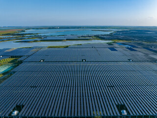 Aerial photography of solar panels