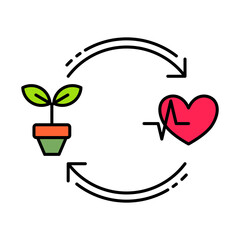 colorful natural and health cycle icon on white background, icon design for apps, presentation, banner, sign, symbol, logo. Artificial intelligence icon concept. vector illustration.