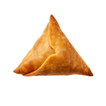 top view of indian food Samosa isolated on a transparent white background 