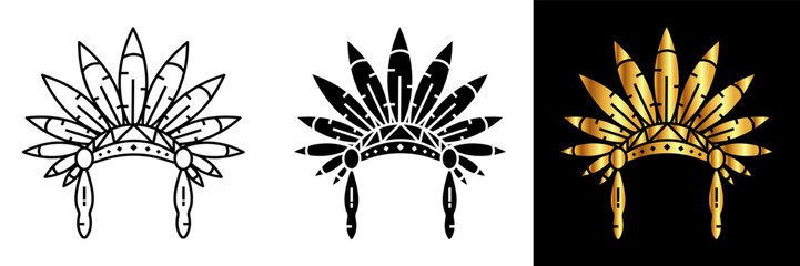 Native American Headdress Icon, an icon representing a Native American headdress, a symbol of indigenous culture, tradition, and the rich heritage of Native American tribes.