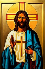 Fototapeta premium Illustration of Jesus Christ made with Generative AI