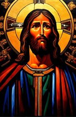 Naklejka premium Illustration of Jesus Christ made with Generative AI