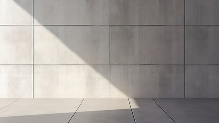 Empty room with concrete wall. Modern loft style empty space interior with sunlight and shadows. 3d illustration. 