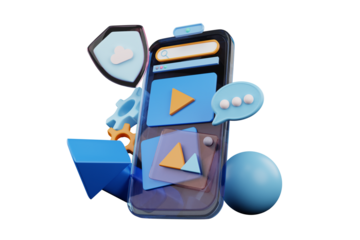 3D rendering Phones and other objects float in the air. future technology concept