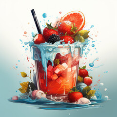 mixed cream with fruits and berries