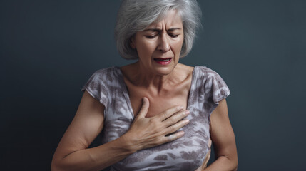 Portrait of a woman heart pain, heart attack