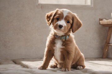 Cute Joyful brown Afador Puppy (JPG 300Dpi 9600x6400)