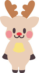 マスコットキャラ風の二本足で立つかわいいトナカイのキャラクターイラスト