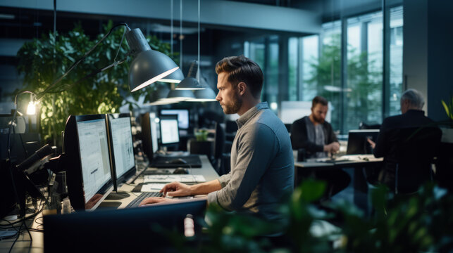 Tech startup employee, designing app, technology, innovation, software, digital, user experience, interface, creative, development