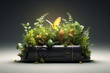 natural battery in houseplants at home 3d rendering