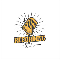 Old Classic Microphone Logo Design Vector Image
