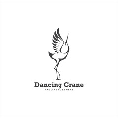 Crane Bird Logo Design Vector Image