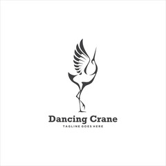 Crane Bird Logo Design Vector Image