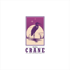 Crane Bird Logo Design Vector Image