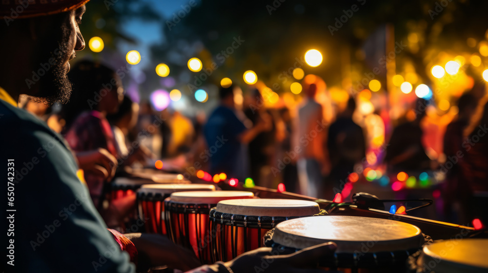 Wall mural Bongo drums, cultural festival, music, rhythm, traditional, performance, beat, celebration, percussion, artistry