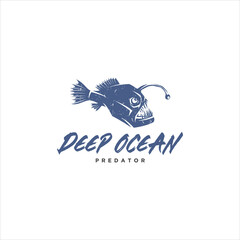 Anglerfish Deep Ocean Predator Logo Design Vector Image