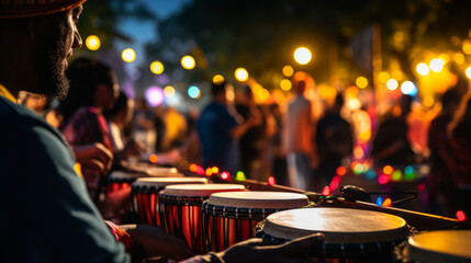 Bongo drums, cultural festival, music, rhythm, traditional, performance, beat, celebration, percussion, artistry - obrazy, fototapety, plakaty