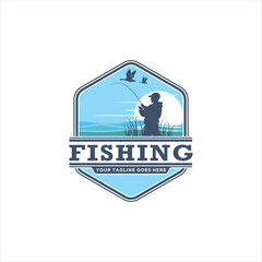 Fishing Sport Outdoor Adventure and Recreation Logo Design Vector Image