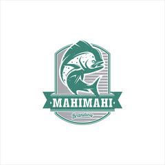 Mahi Mahi Dorado Green Fish Logo Design Vector Image