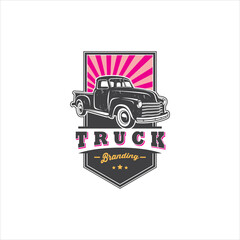 Old and Classic Truck Carrier Logo Design Vector Image