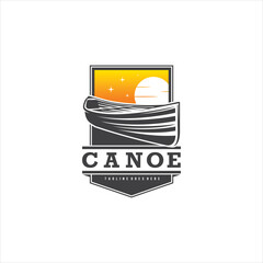 Wooden Canoe Raw Boat Logo Design Vector Image