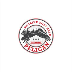 Flying Pelican Bird Logo Design Vector Image