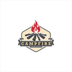 Bonfire Adventure Camp Logo Design Vector Image