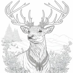 line illustration vector art coloring page for adults rudolph 