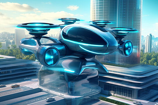 Air Transport. Futuristic transportation concept.
