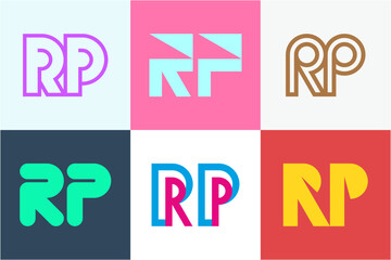 Set of letter RP logos. Abstract logos collection with letters. Geometrical abstract logos