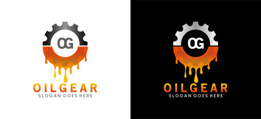 Oil Gear Machine logo symbol design, oil melt logo with vector gears