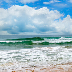 Tropical beach, blue sea and sky.
