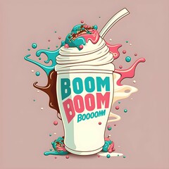 Boom Food milkshake logo The milkshake is so full its spilling out 