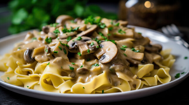 Vegan Mushroom Stroganoff A creamy dairy-free - A steaming plate of pappardelle pasta with mushrooms and herbs tantalizes the senses, creating a savory symphony of flavor that will leave you craving 
