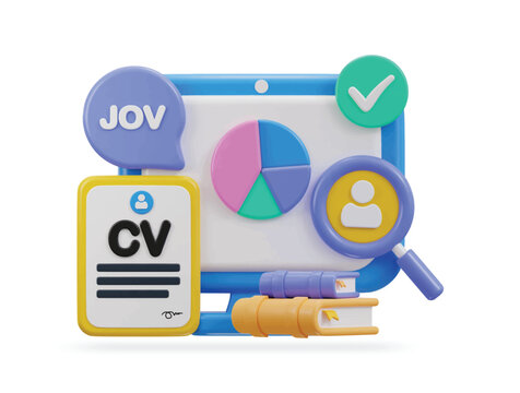 3d cv, resume job vacancy icon