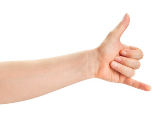 hang loose gesture path isolated on white